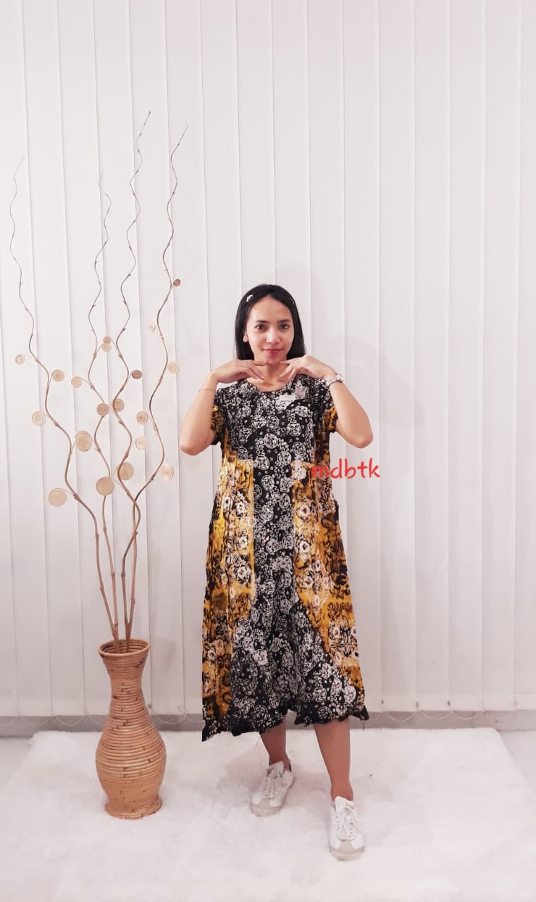 Baju Daster Batik Lengan Pendek Model Semi Payung Bahan Santung
