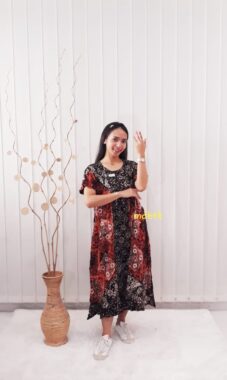 Baju Daster Batik Lengan Pendek Model Semi Payung Bahan Santung