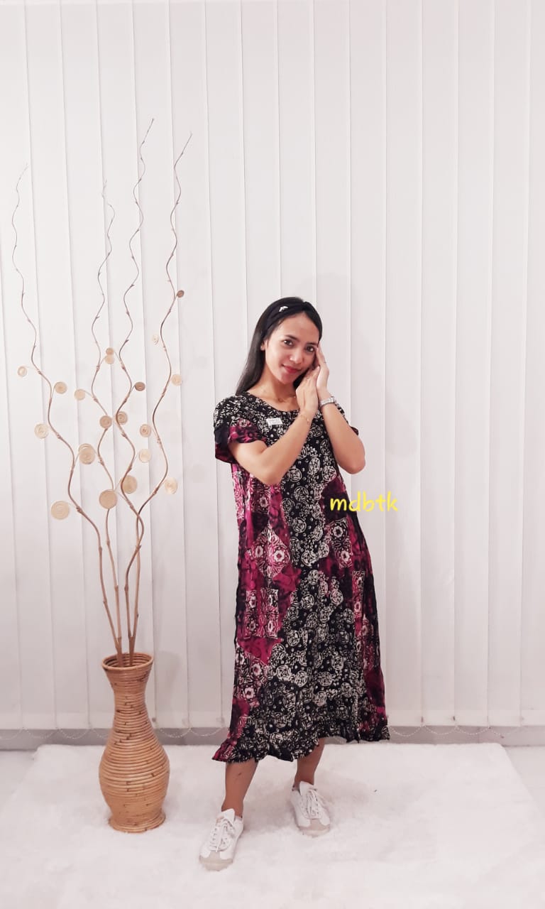Baju Daster Batik Lengan Pendek Model Semi Payung Bahan Santung