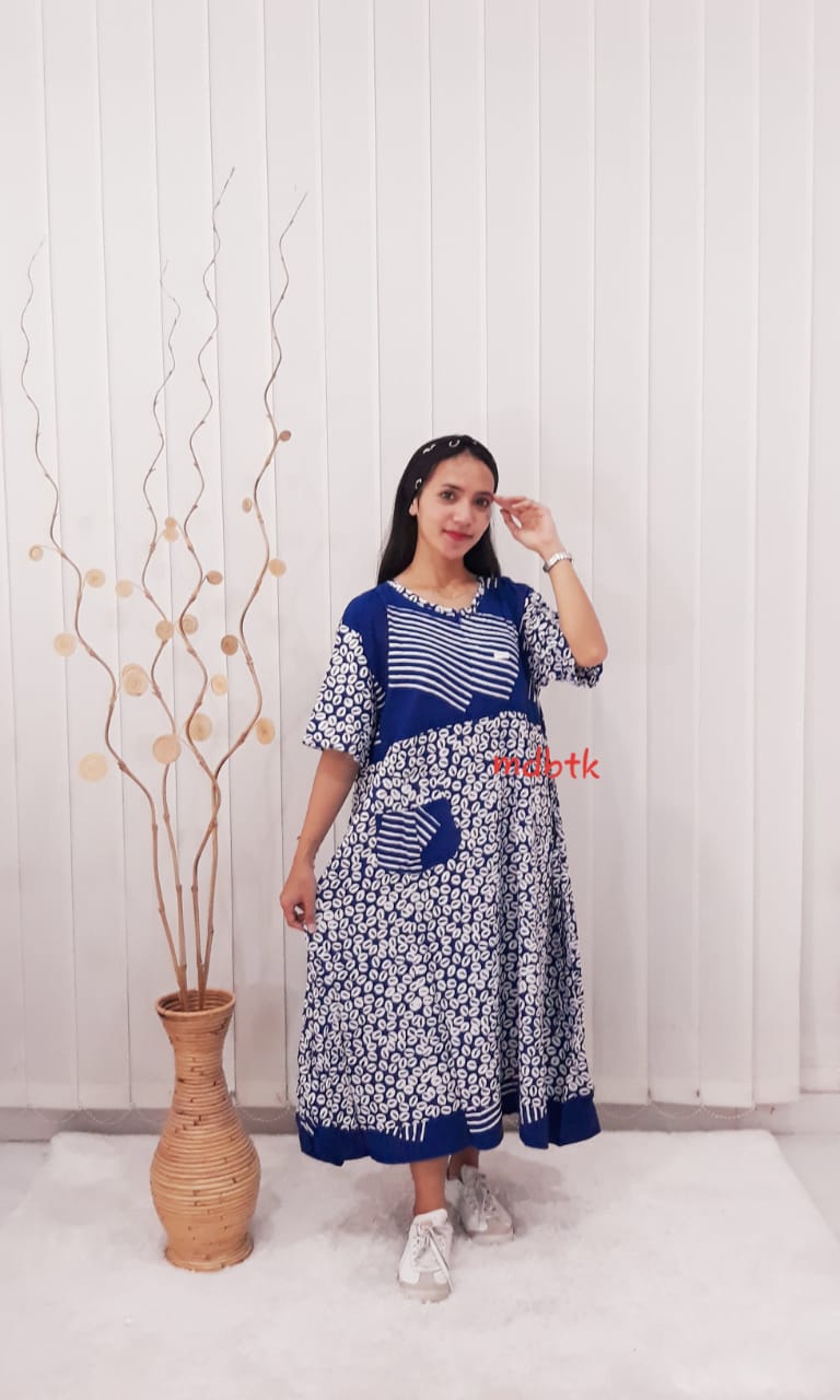 Baju Daster Batik Payung Saku Depan Bahan Santung Adem