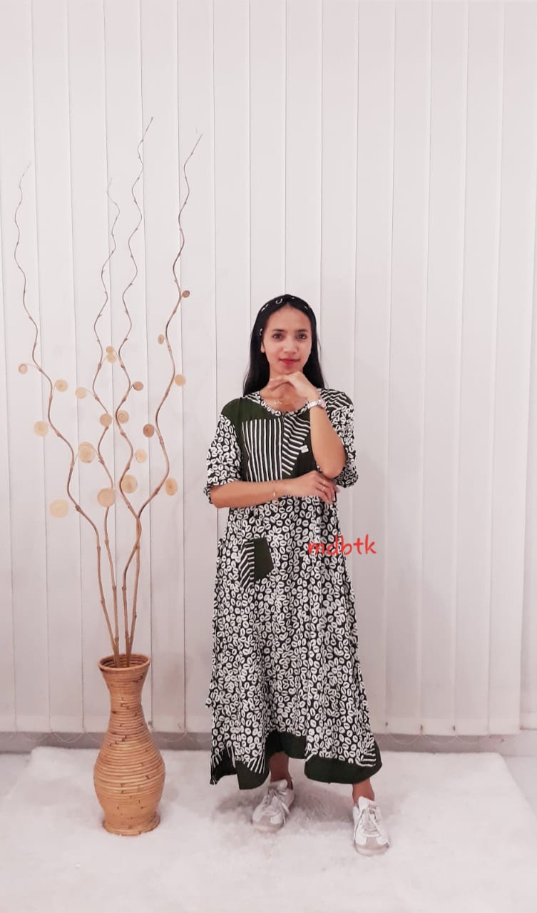 Baju Daster Batik Payung Saku Depan Bahan Santung Adem