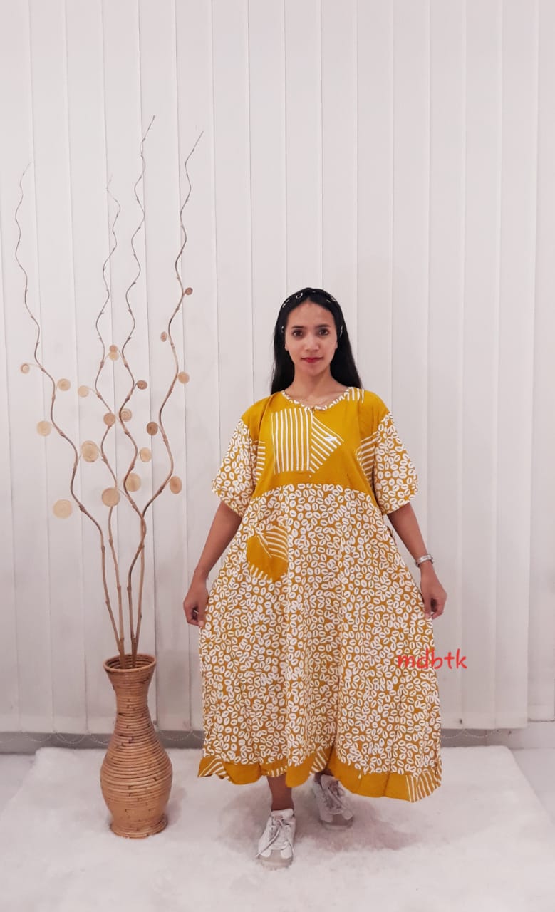 Baju Daster Batik Payung Saku Depan Bahan Santung Adem
