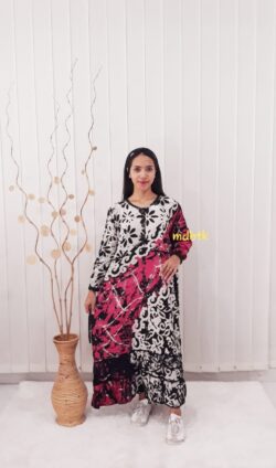 Baju Gamis Batik Lengan Panjang Long Dress Modern Rayon Santung