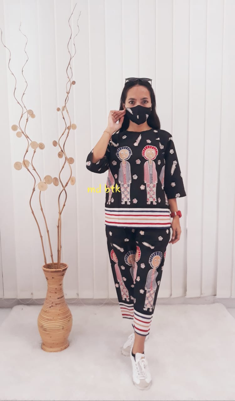 One Set Baju Setelan Kulot Batik Bu Tejo Bahan Katun