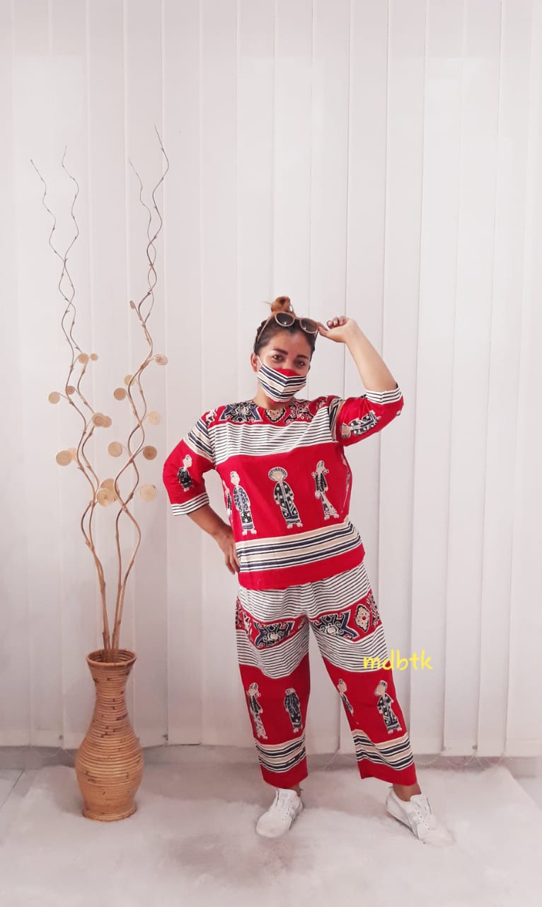 One Set Baju Setelan Kulot Batik Bu Tejo Bahan Katun