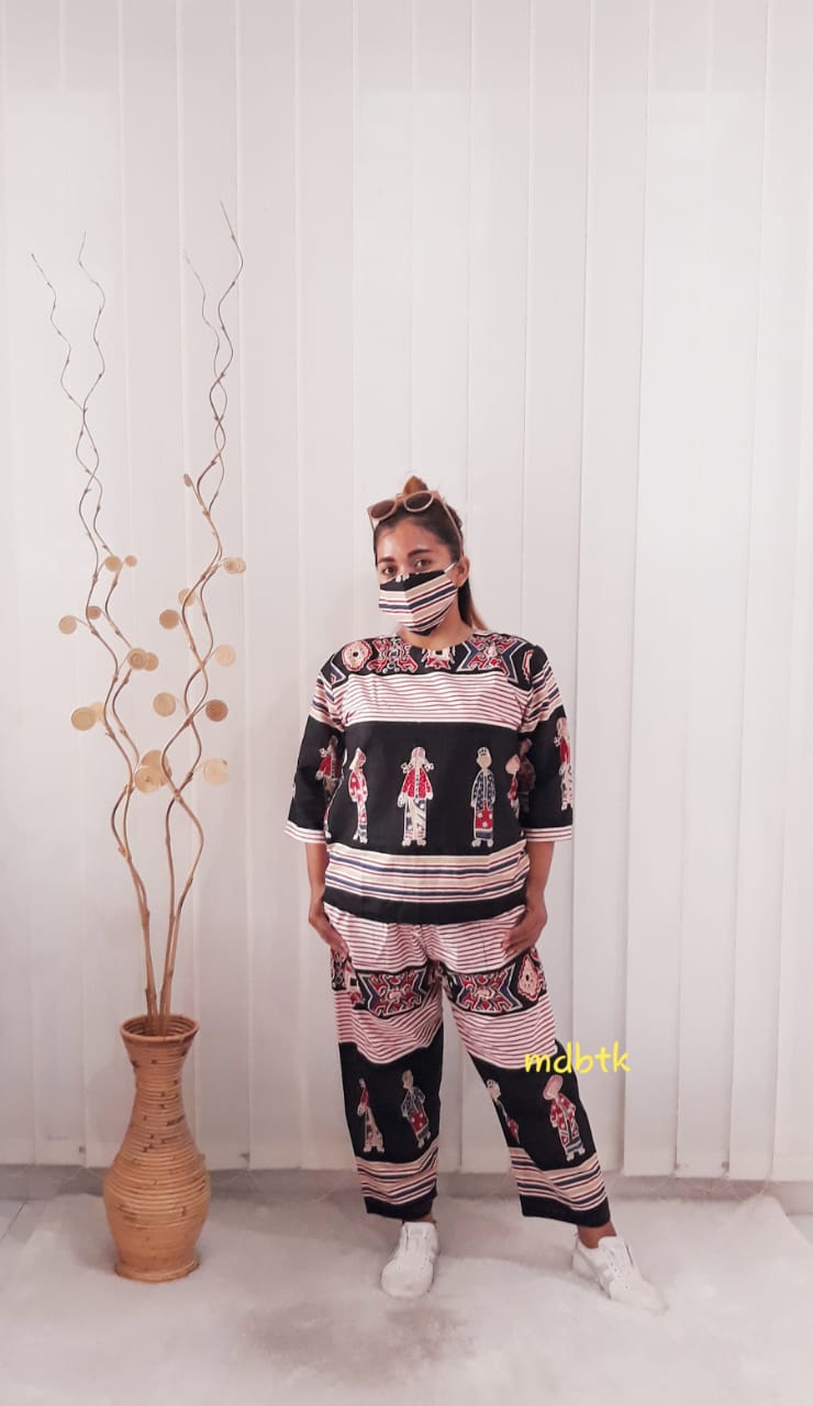 One Set Baju Setelan Kulot Batik Bu Tejo Bahan Katun