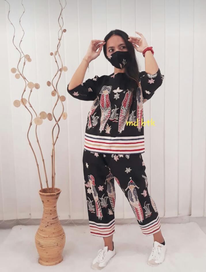 One Set Baju Setelan Kulot Batik Bu Tejo Bahan Katun