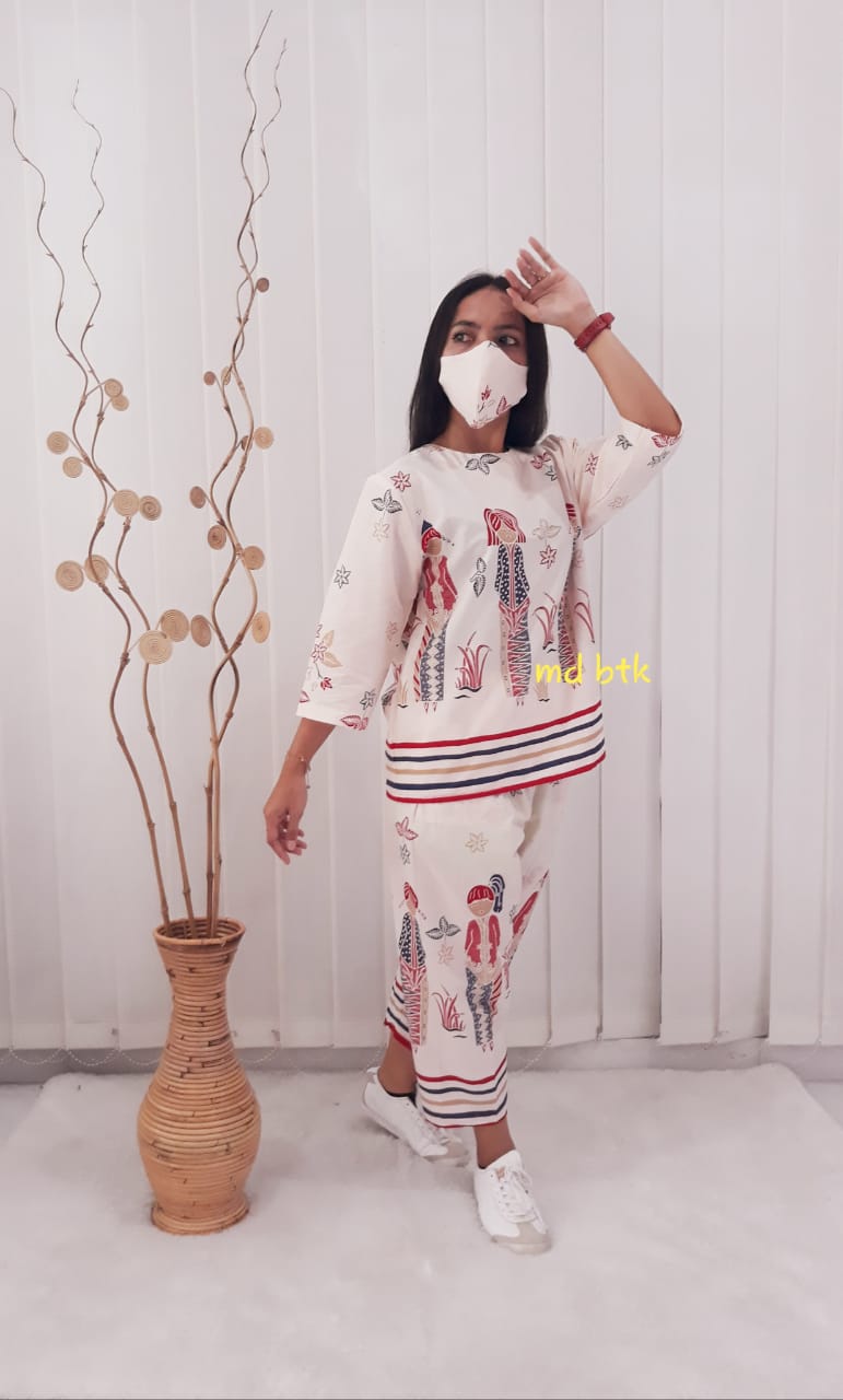 One Set Baju Setelan Kulot Batik Bu Tejo Bahan Katun