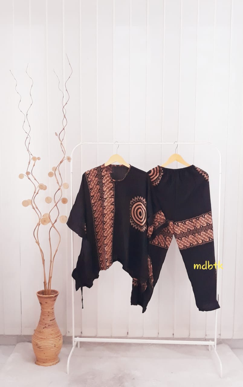 Setelan Baju Tidur Batik One Set Kulot Panjang Rayon Warna