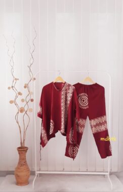Setelan Baju Tidur Batik One Set Kulot Panjang Rayon Warna