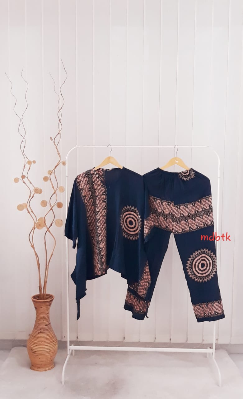 Setelan Baju Tidur Batik One Set Kulot Panjang Rayon Warna