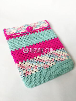 Souvenir Rajutan Softcase Macbook 12 Inch Tas Laptop Rajut Premium Warna Pink Putih Tosca