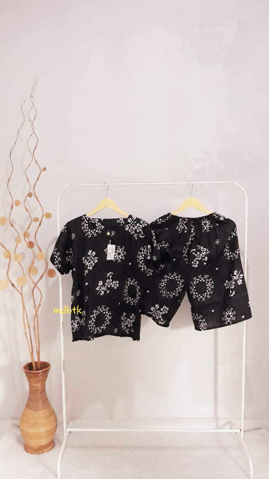 Baju Daster Batik setelan Celana Pendek Rayon One Set Wanita (isi 5)