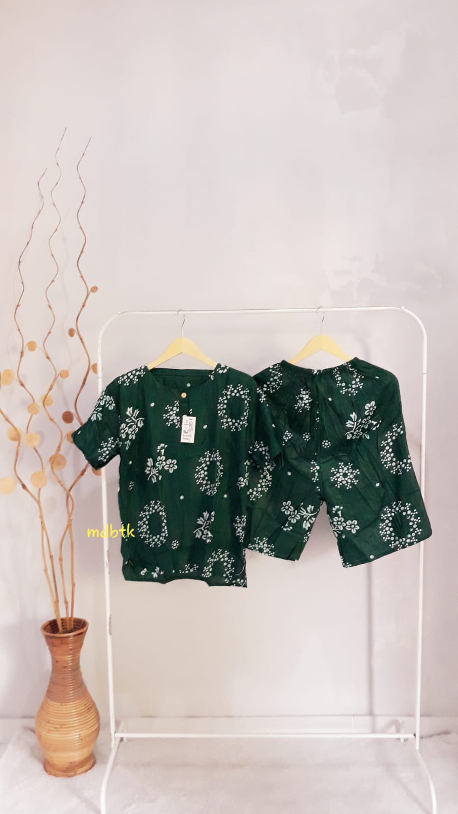 Baju Daster Batik setelan Celana Pendek Rayon One Set Wanita (isi 5)