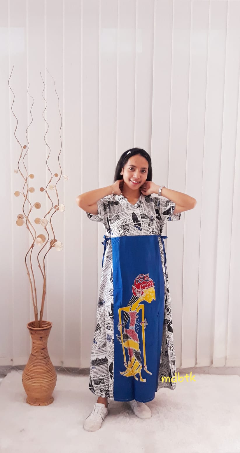 Baju Sack Dress Motif Koran Kombinasi Batik Wayang Warna
