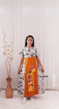 Baju Sack Dress Motif Koran Kombinasi Batik Wayang Warna