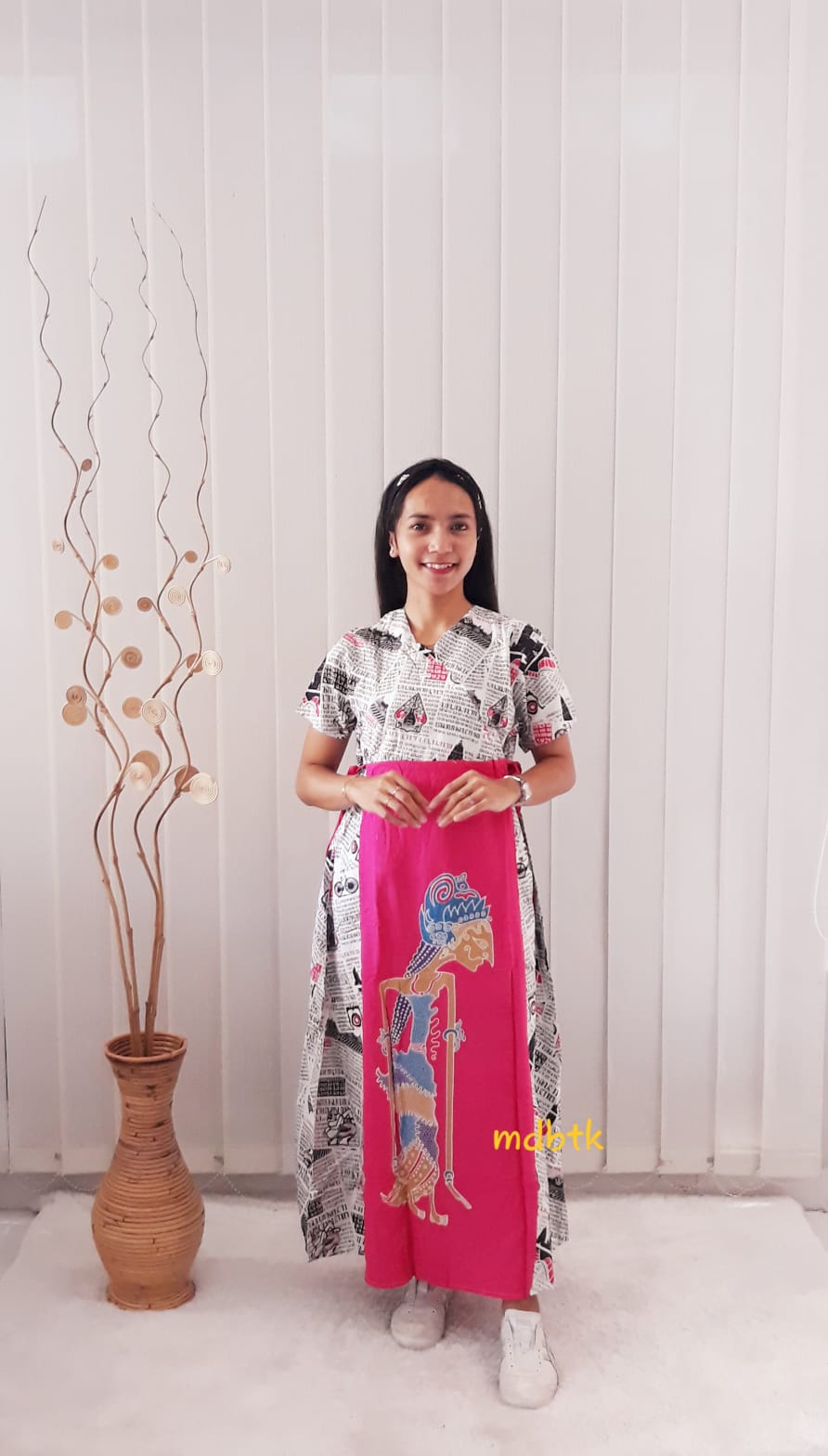 Baju Sack Dress Motif Koran Kombinasi Batik Wayang Warna