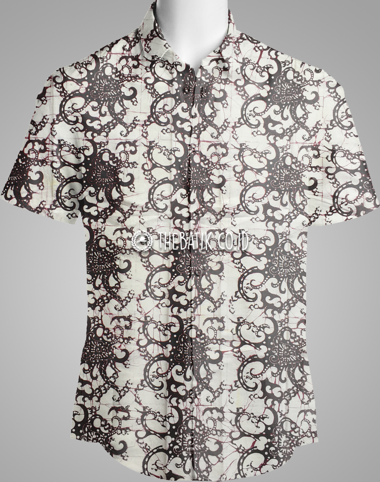 Kain Batik Klasik Sogan Putih Coklat Hitam Motif Kalimantan Dayak Borneo