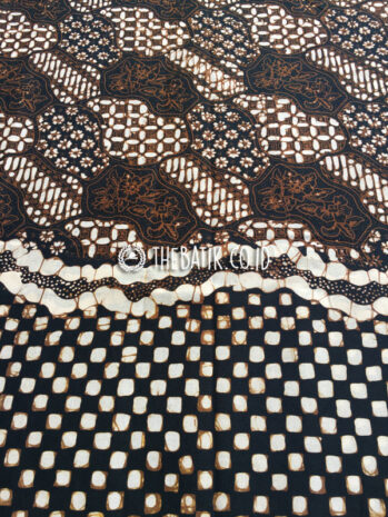 Kain Bahan Baju Batik Jogja Hitam Klasik Motif Sekar Jagad Seling Poleng Bali