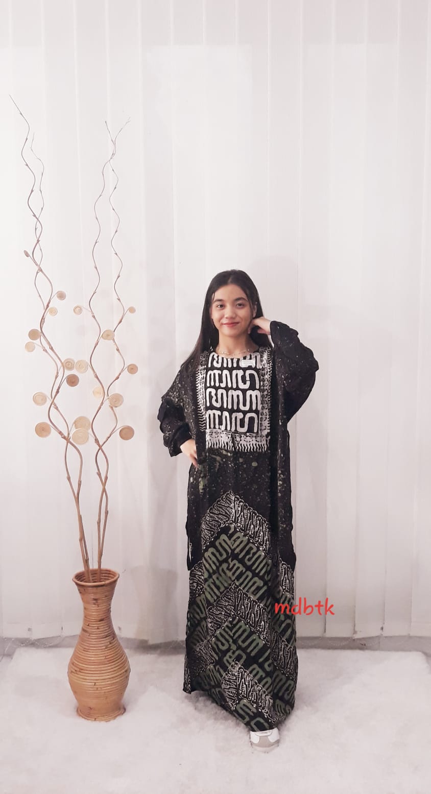 Baju Gamis Batik Aksara Jawa Warna Hitam Bahan Santung Rayon Adem