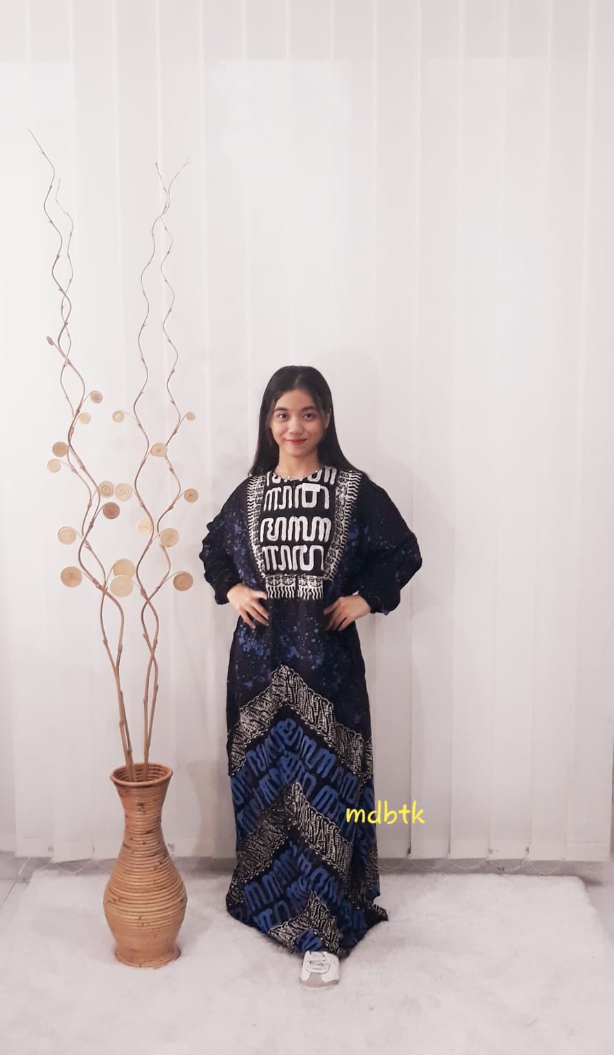 Baju Gamis Batik Aksara Jawa Warna Hitam Bahan Santung Rayon Adem