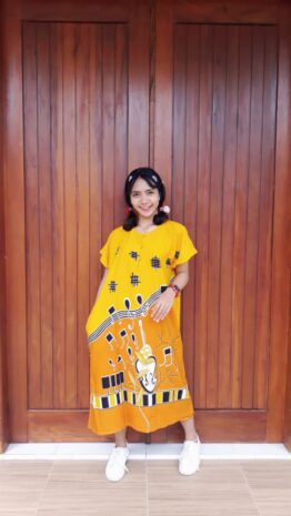 Baju Tidur Daster Batik Lengan Pendek Bahan Santung Rayon Merk Ratu Busana (isi 5)