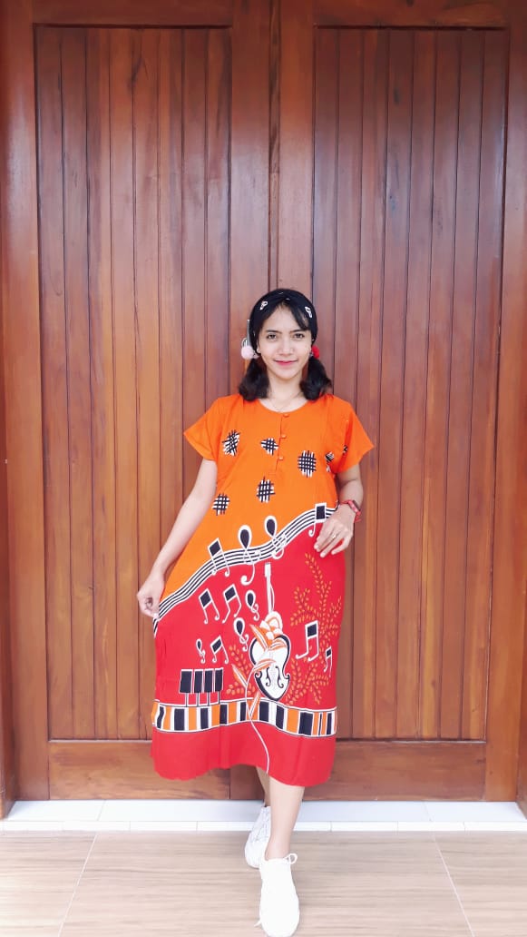 Baju Tidur Daster Batik Lengan Pendek Bahan Santung Rayon Merk Ratu Busana (isi 5)