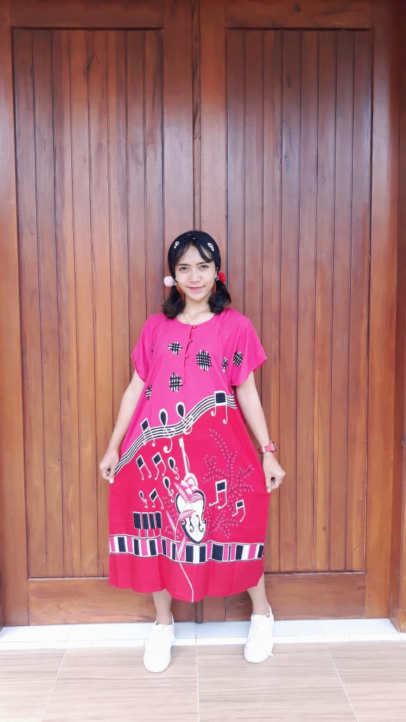 Baju Tidur Daster Batik Lengan Pendek Bahan Santung Rayon Merk Ratu Busana (isi 5)