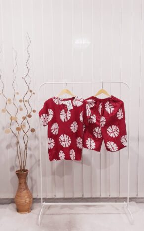 Baju Tidur Daster Batik Setelan Celana Pendek Bahan Rayon Motif Jumputan Warna