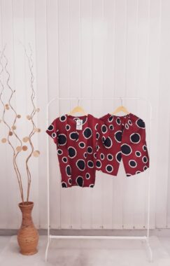 Baju Tidur Daster Batik Setelan Celana Pendek Bahan Rayon Motif Polkadot Warna