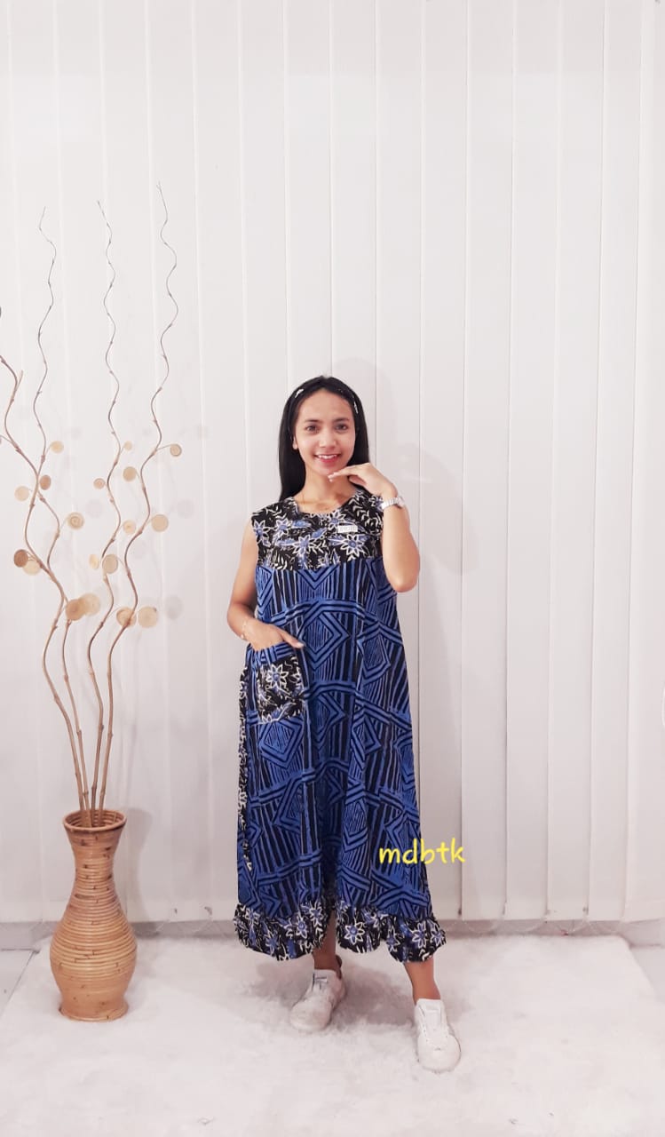 Baju Tidur Daster Batik Yukensi Tanpa Lengan Bahan Rayon Santung Pekalongan