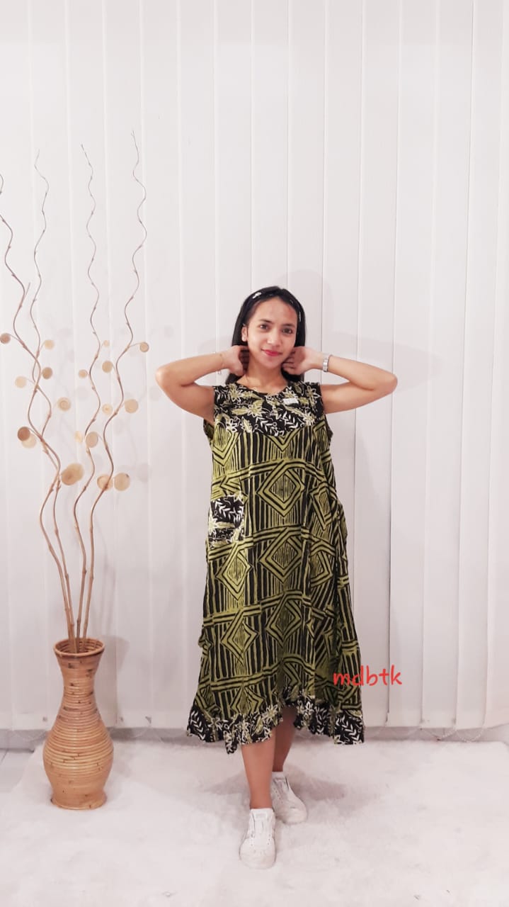 Baju Tidur Daster Batik Yukensi Tanpa Lengan Bahan Rayon Santung Pekalongan