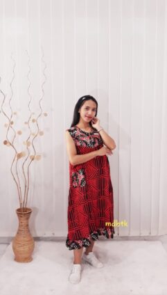 Baju Tidur Daster Batik Yukensi Tanpa Lengan Bahan Rayon Santung Pekalongan