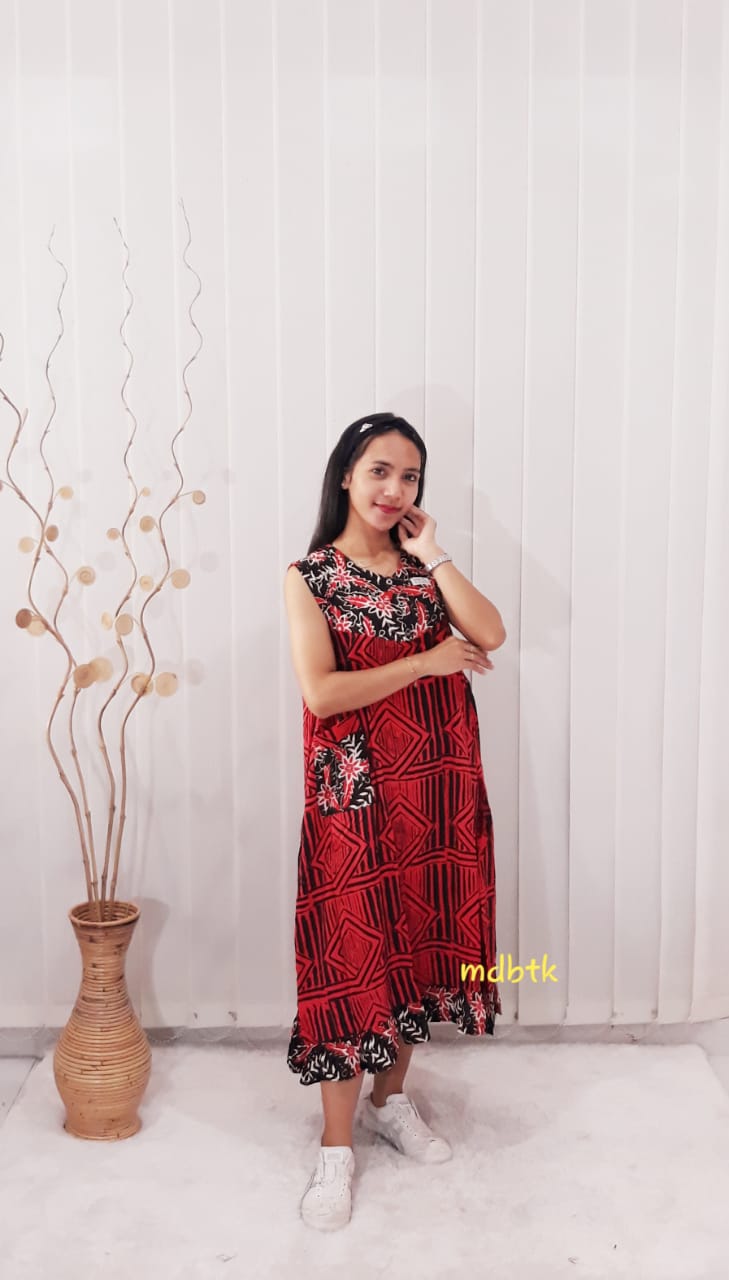Baju Tidur Daster Batik Yukensi Tanpa Lengan Bahan Rayon Santung Pekalongan