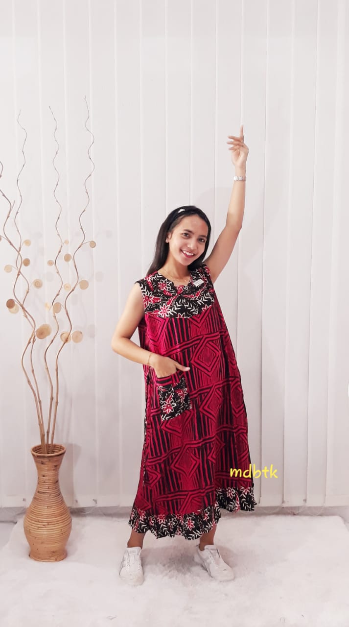 Baju Tidur Daster Batik Yukensi Tanpa Lengan Bahan Rayon Santung Pekalongan