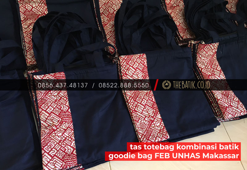 Tas Tote Bag Kombinasi Batik Goodie Bag Seminar Kit Unik Fakultas Ekonomi dan Bisnis UNHAS Makassar