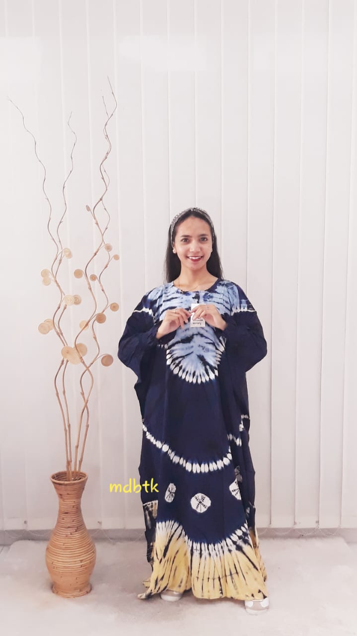 Baju Model Kaftan Batik Jumputan Modern Bahan Rayon Grosir Seri Warna