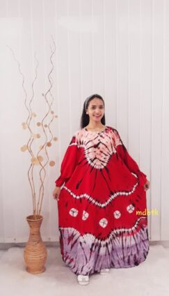 Baju Model Kaftan Batik Jumputan Modern Bahan Rayon Grosir Seri Warna