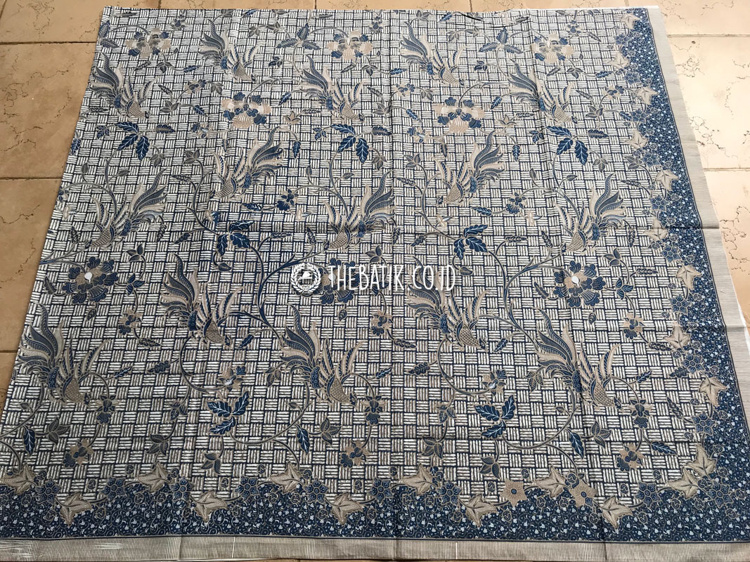 Kain Bahan Batik Seragam Motif Burung Indigo Ukuran 2.4 m