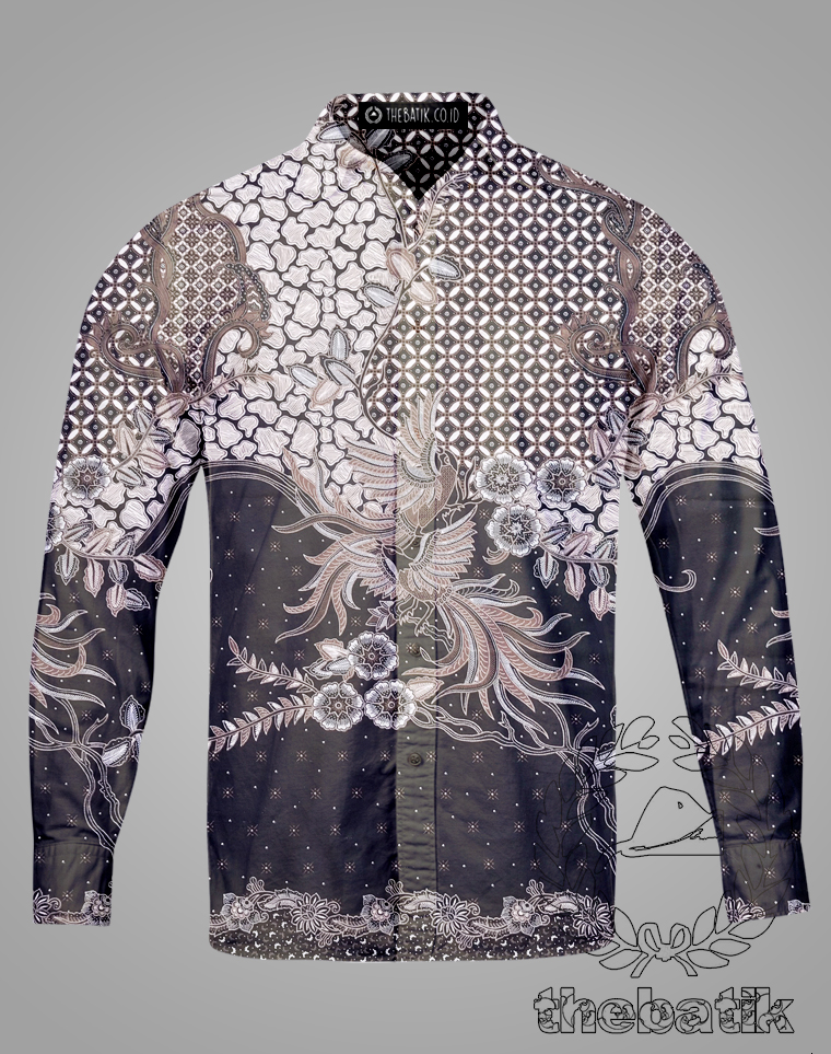 Bahan Seragam Batik Pekalongan Motif Burung Latar Hitam Kombinasi Ukuran 2.4 m