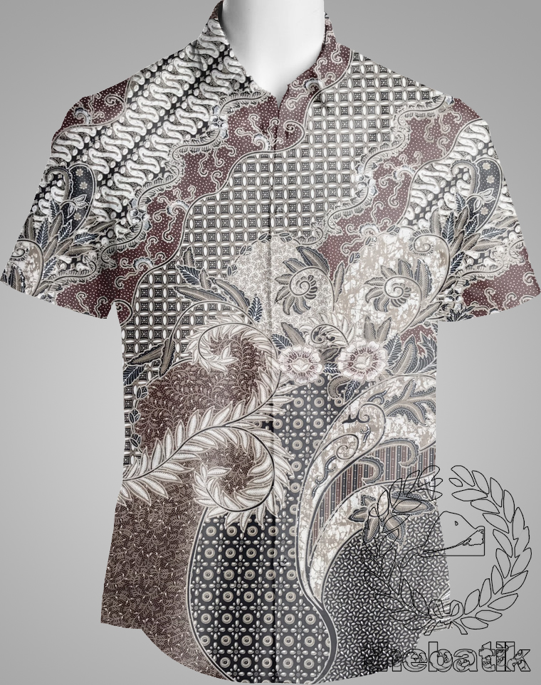 Bahan Baju Seragam Batik Modern Motif Kombinasi Warna Coklat Ukuran 2.4 m