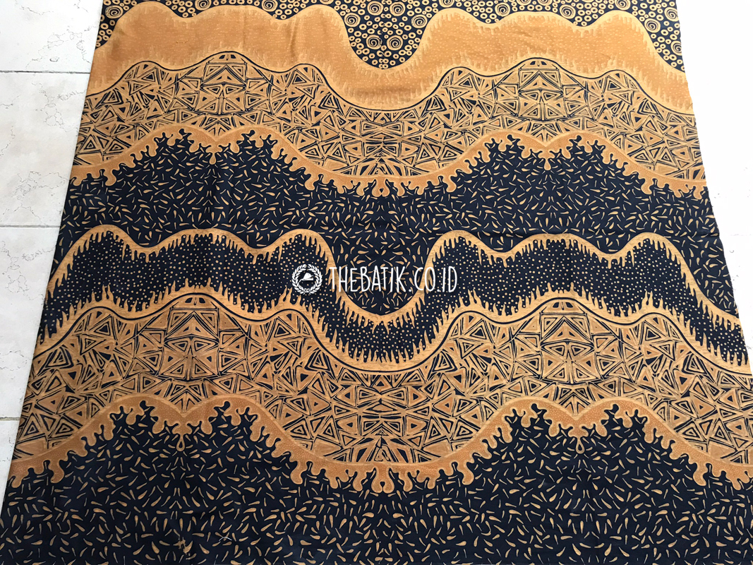Kain Batik Seragam Kantor Keluarga Motif Kontemporer Kuning Hitam Ukuran 2.4 m