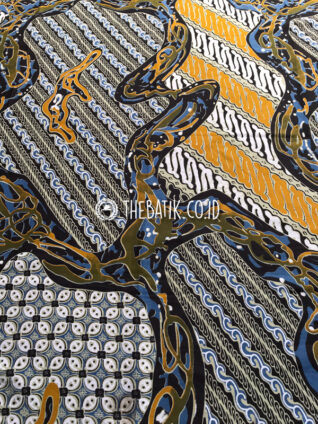 Bahan Baju Seragam Batik Modern Parang Kombinasi Hitam Kuning Ukuran 2.4 m