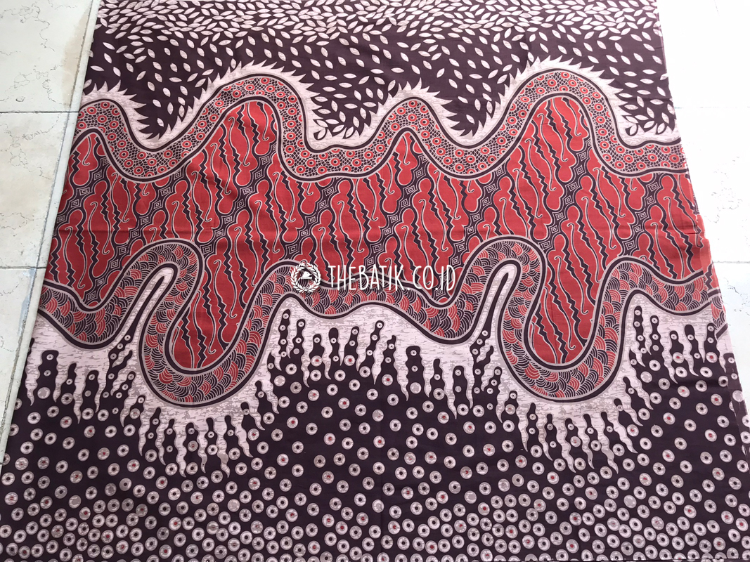 Kain Bahan Batik Seragam Kantor Keluarga Motif Modern Merah Hitam Ukuran 2.4 m