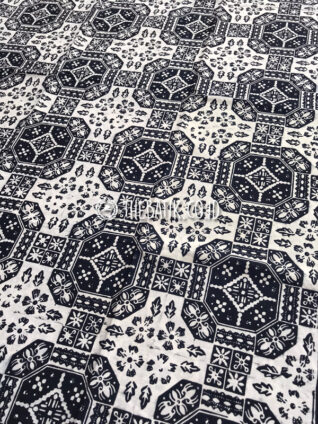 Bahan Baju Seragam Batik Cap Kelengan Monokrom Hitam Putih Modern 2 m
