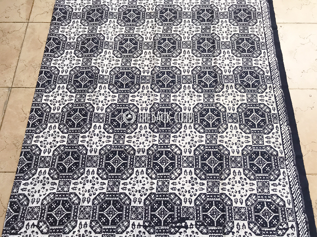Bahan Baju Seragam Batik Cap Kelengan Monokrom Hitam Putih Modern 2 m