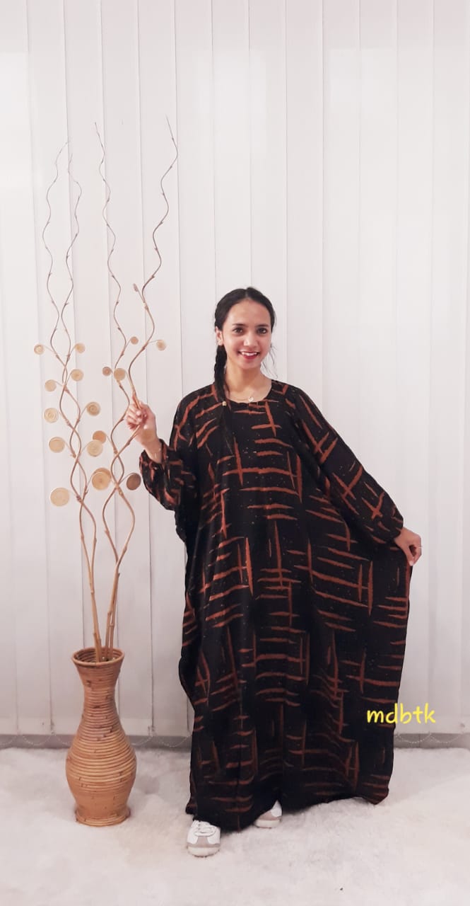Baju Jubah Kaftan Batik Jumputan Lengan Panjang Bahan Rayon Grosir Seri Murah