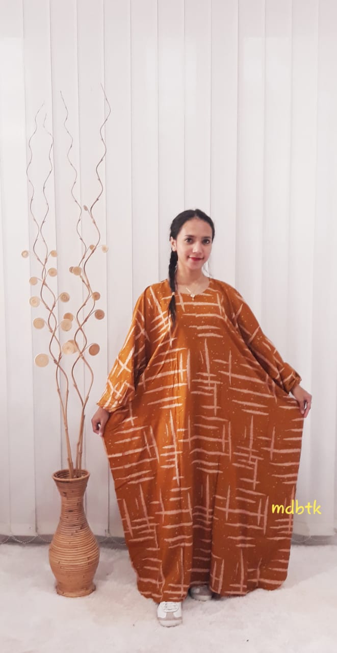 Baju Jubah Kaftan Batik Jumputan Lengan Panjang Bahan Rayon Grosir Seri Murah