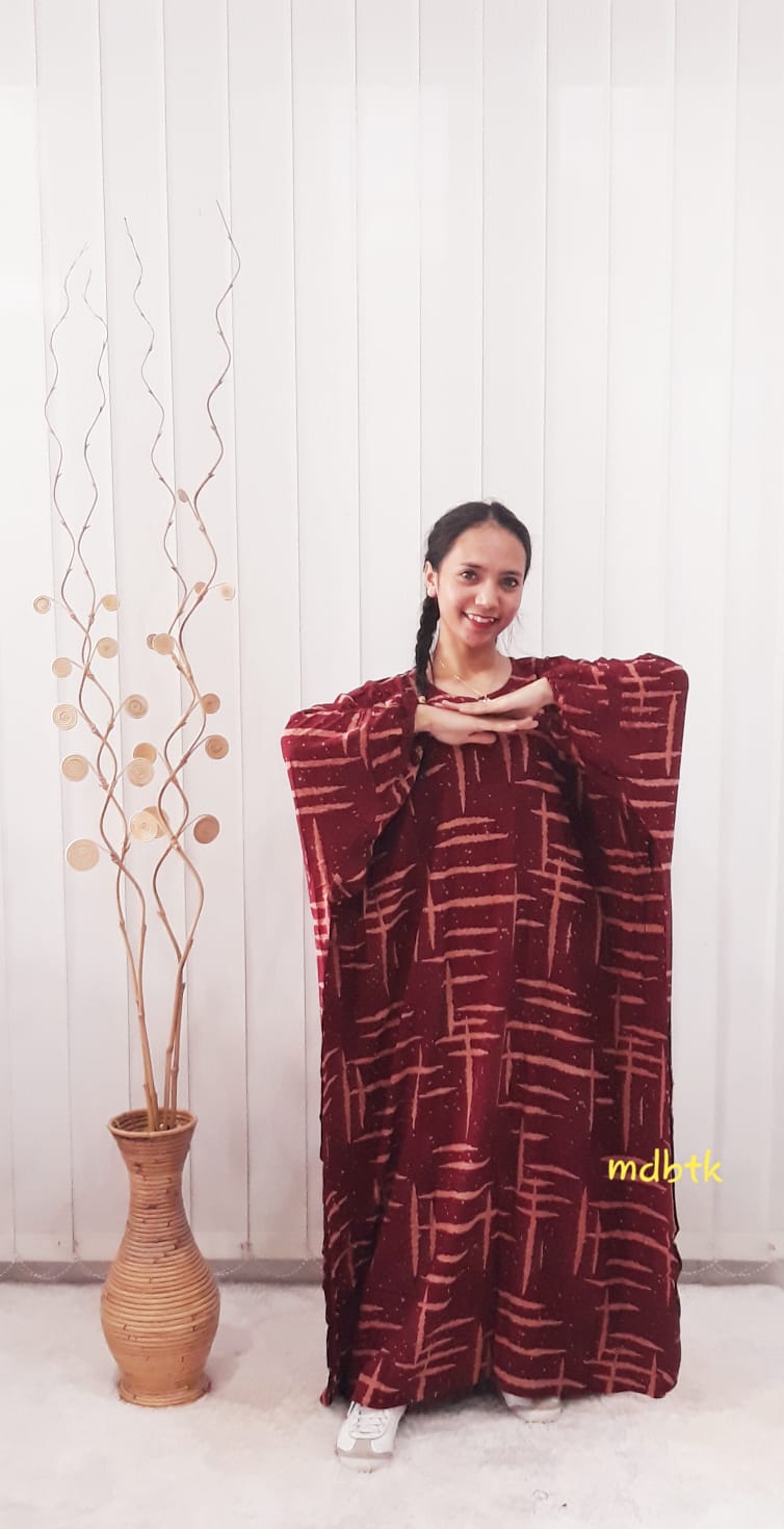 Baju Jubah Kaftan Batik Jumputan Lengan Panjang Bahan Rayon Grosir Seri Murah