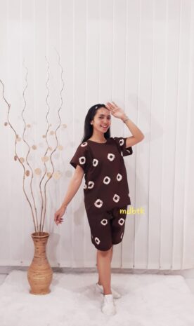 Baju Setelan Kulot Pendek Batik Jumputan Bahan Katun Grosir Seri Warna Murah (isi 5)